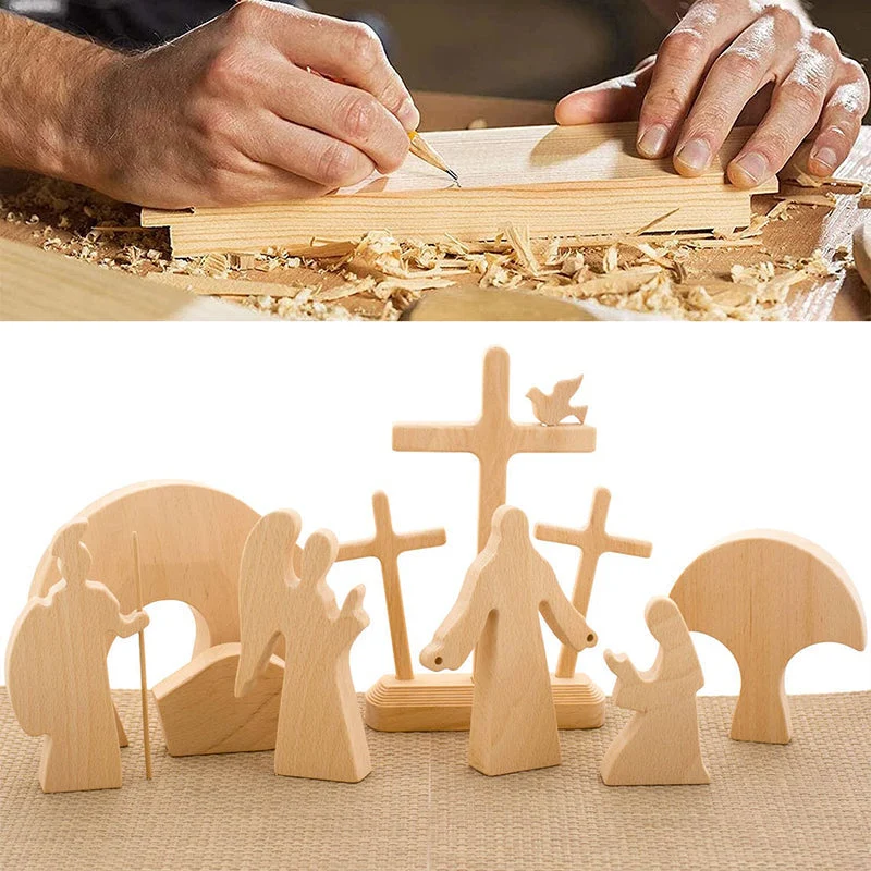 Décoration en bois scène de Pâques sousoleil