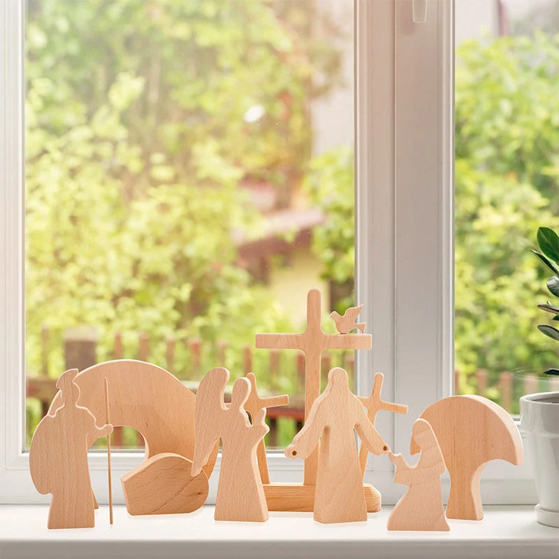 Décoration en bois scène de Pâques sousoleil