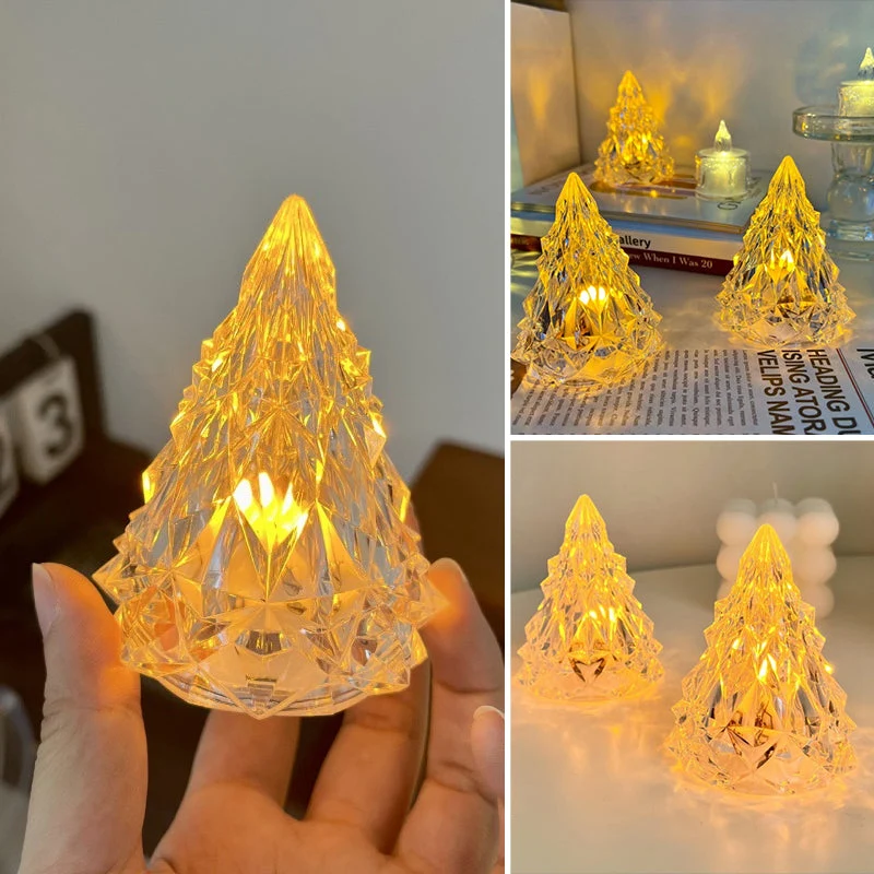 Mini veilleuse de sapin de Noël en cristal à DEL Warm sousoleil