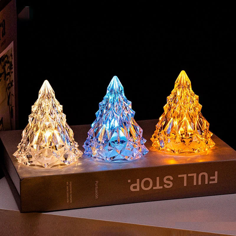 Mini veilleuse de sapin de Noël en cristal à DEL Warm sousoleil