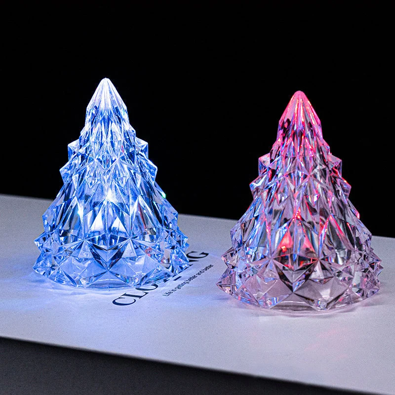 Mini veilleuse de sapin de Noël en cristal à DEL Warm sousoleil