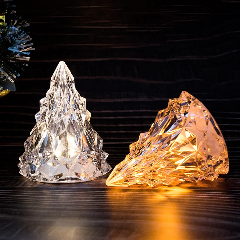 Mini veilleuse de sapin de Noël en cristal à DEL Warm sousoleil
