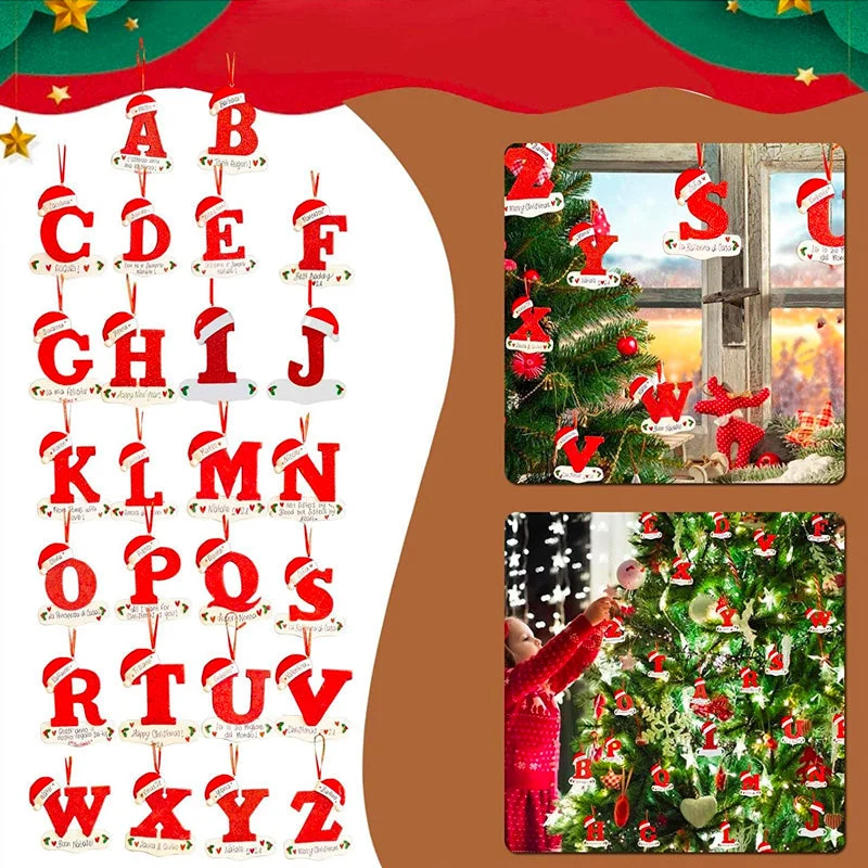 Ornements personnalisés de 24 lettres de Noël A sousoleil