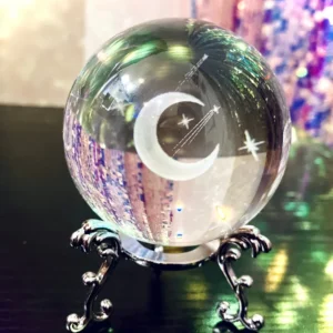 sphere cristal de verre feng Shui Croissant de lune etoile