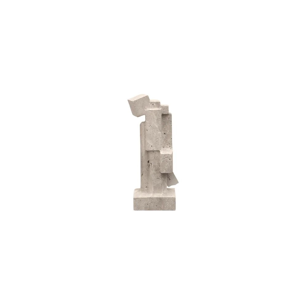 Statue décorative Baugy - H40 cm - Travertin Blanc