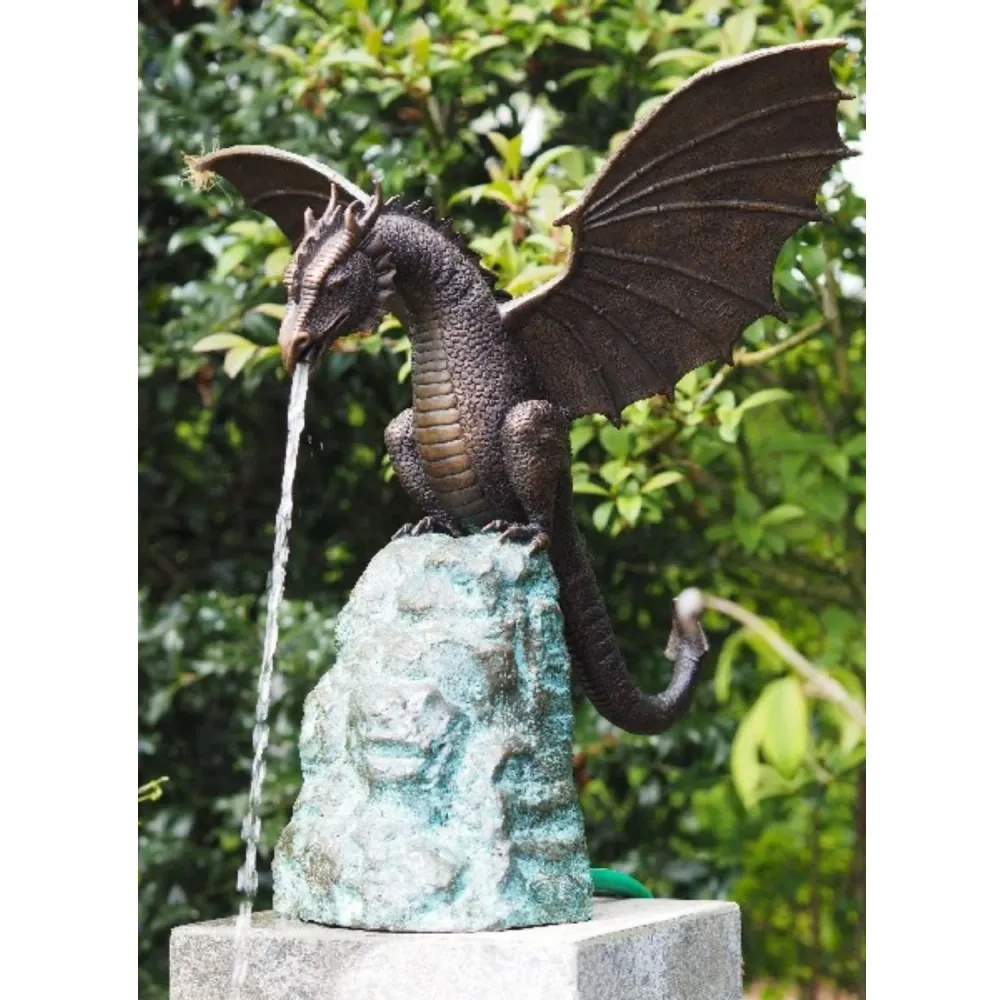 Statue fontaine dragon en bronze 63x50x40cm (HxLxL)