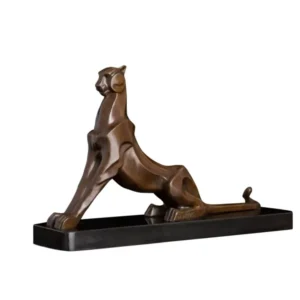 Statue léopard assis en bronze 24 cm