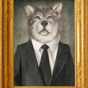 Sticker adhésif Loup avec cadre
