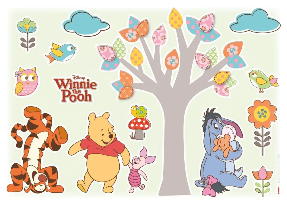 Stickers muraux "Winnie l'ourson les amoureux de la nature" cm. 50x70h.