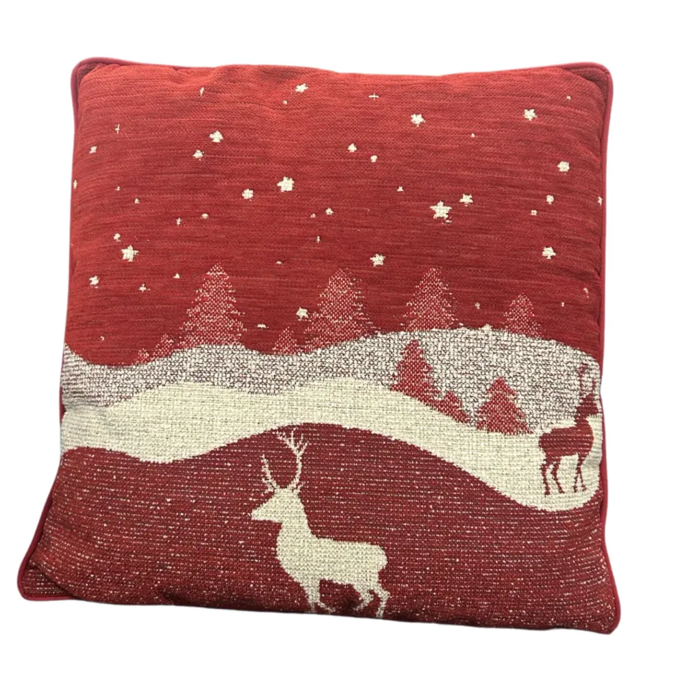 Coussin déhoussable 40 x 40 cm rouge SAVOYARD CERF STOF