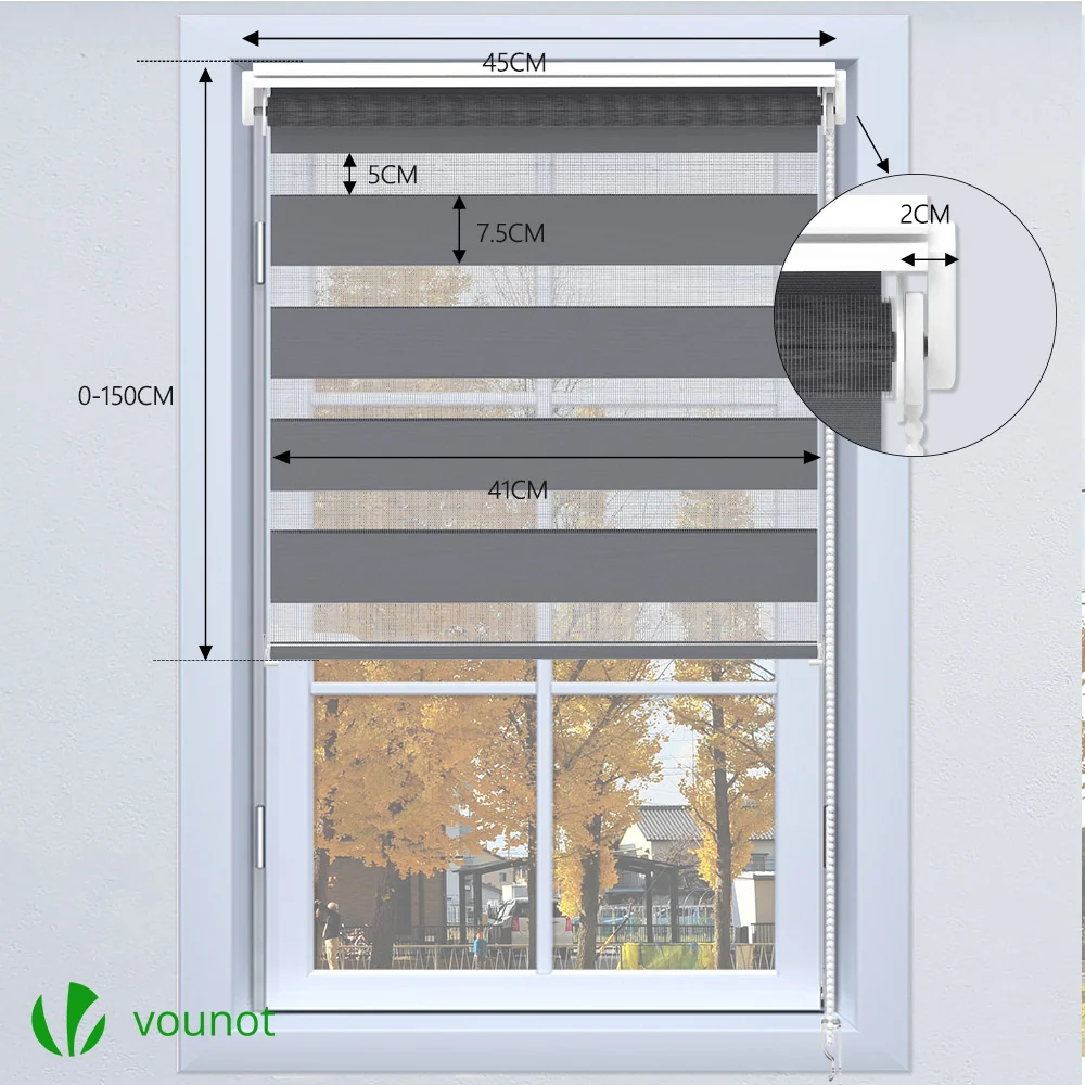 Store enrouleur jour nuit double 45x150cm Gris