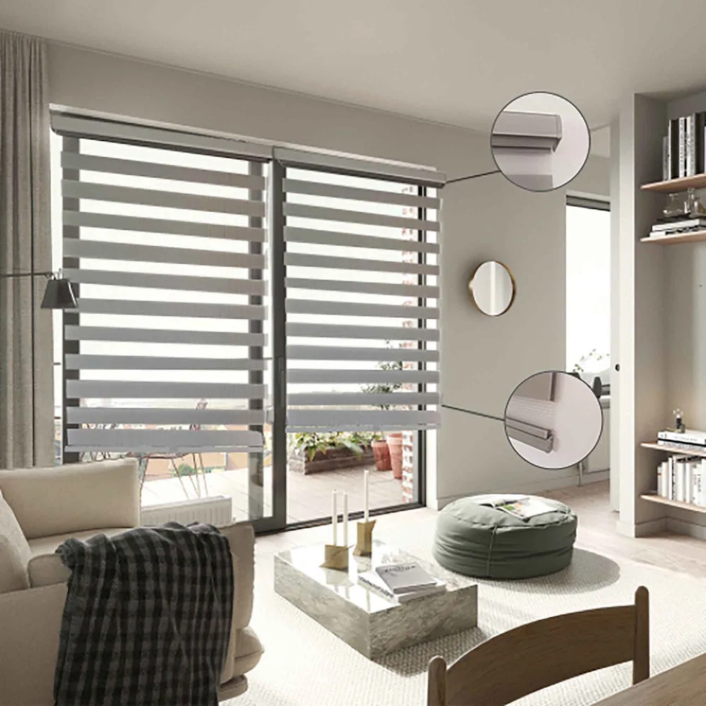 Store sans cordon en polyester gris, 48" x 84"