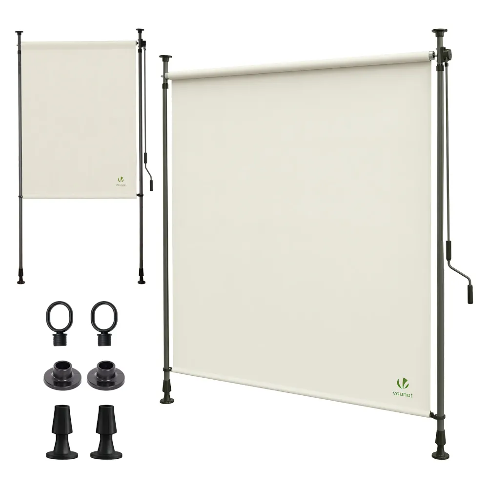 Store vertical sans percage extensible exterieur 150x310cm polyester beige