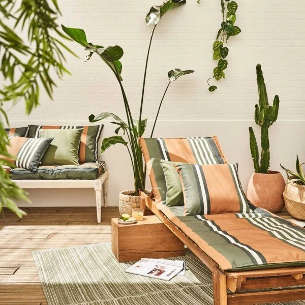 Coussin bain de soleil Oleron 65x200 cm Oil Green SUD ETOFFE