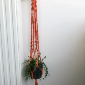 Suspension pour plantes en macramé orange