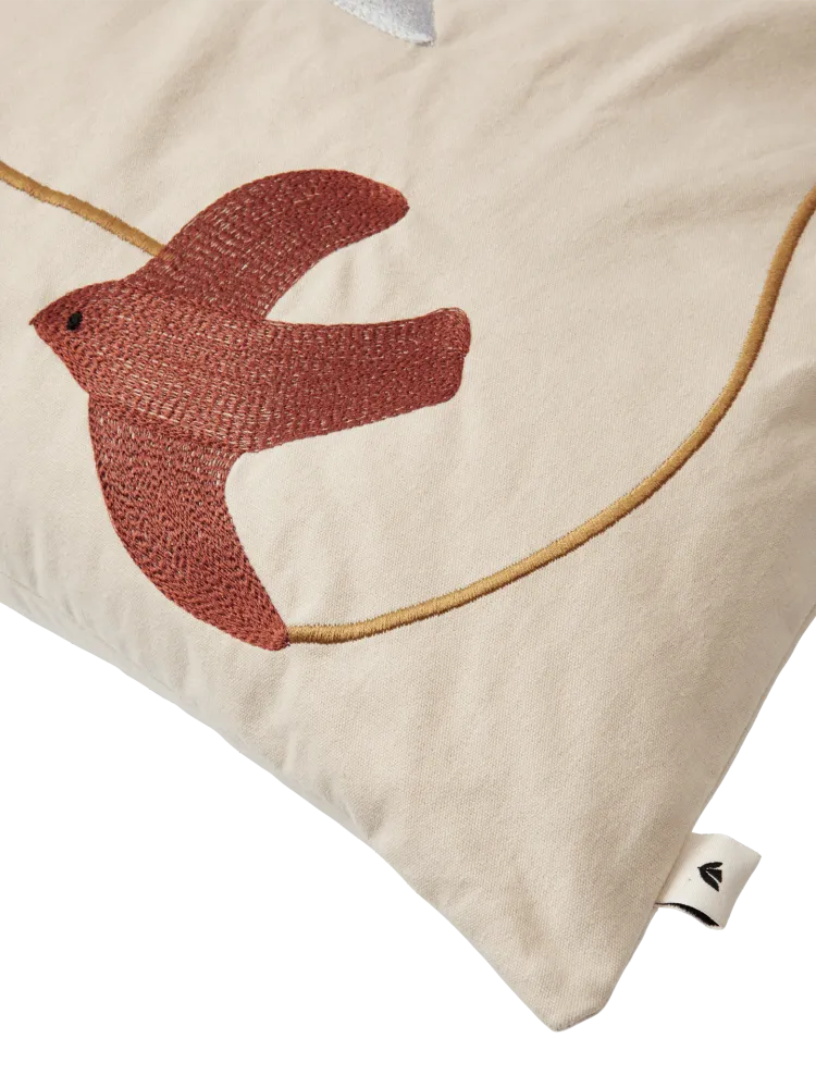 Swif Bird Embroidered Cushion Cover - Rectangular - Multi