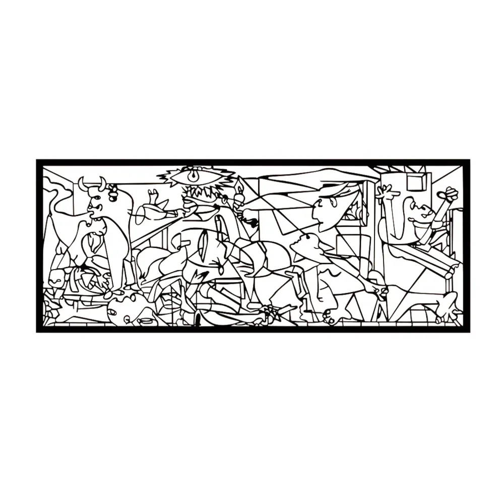 Tableau ajouré, décoration murale 3D, tableau 3D "Guernica de Pablo Picasso" 80x32cm Noir