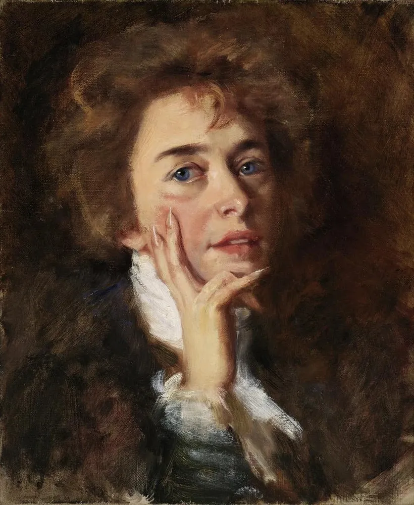 Tableau Autoportrait avec jabot - Alice Pike Barney | Reproduction