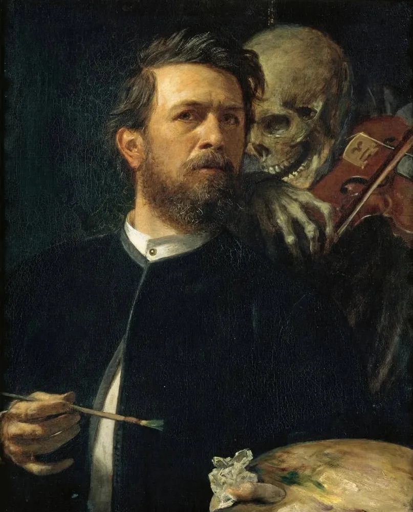 Tableau Autoportrait avec la Mort jouant du violon - Arnold Böcklin | Reproduction