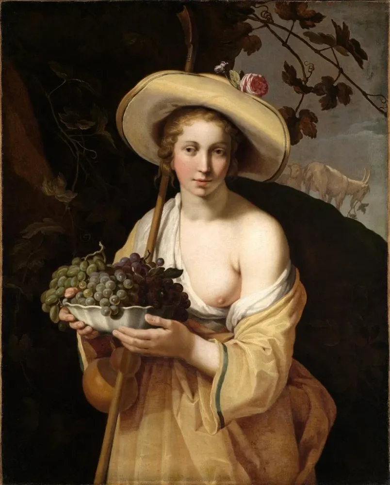 Tableau Bergère avec un bol de raisins - Abraham Bloemaert | Reproduction