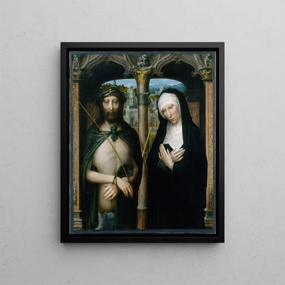 Tableau Le Christ couronné d'épines Ecce Homo et la Vierge en deuil - Adriaen Isenbrandt | Reproduction