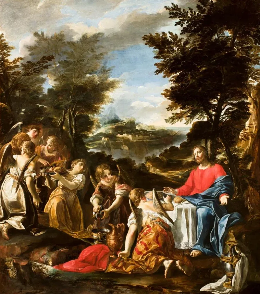 Tableau Le Christ servi par les anges - Anonyme | Reproduction