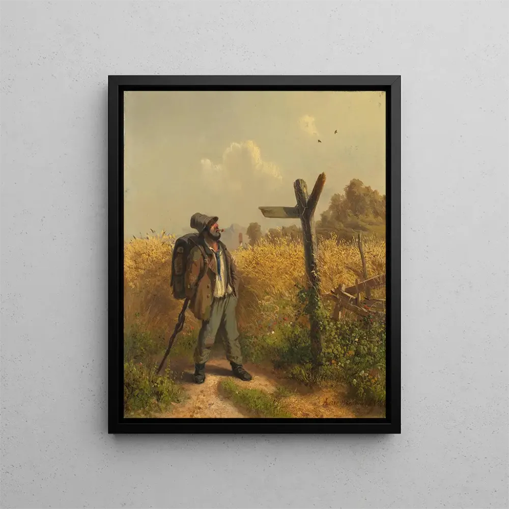 Tableau Le clochard au panneau indicateur - Adolf Heinrich Lier | Reproduction