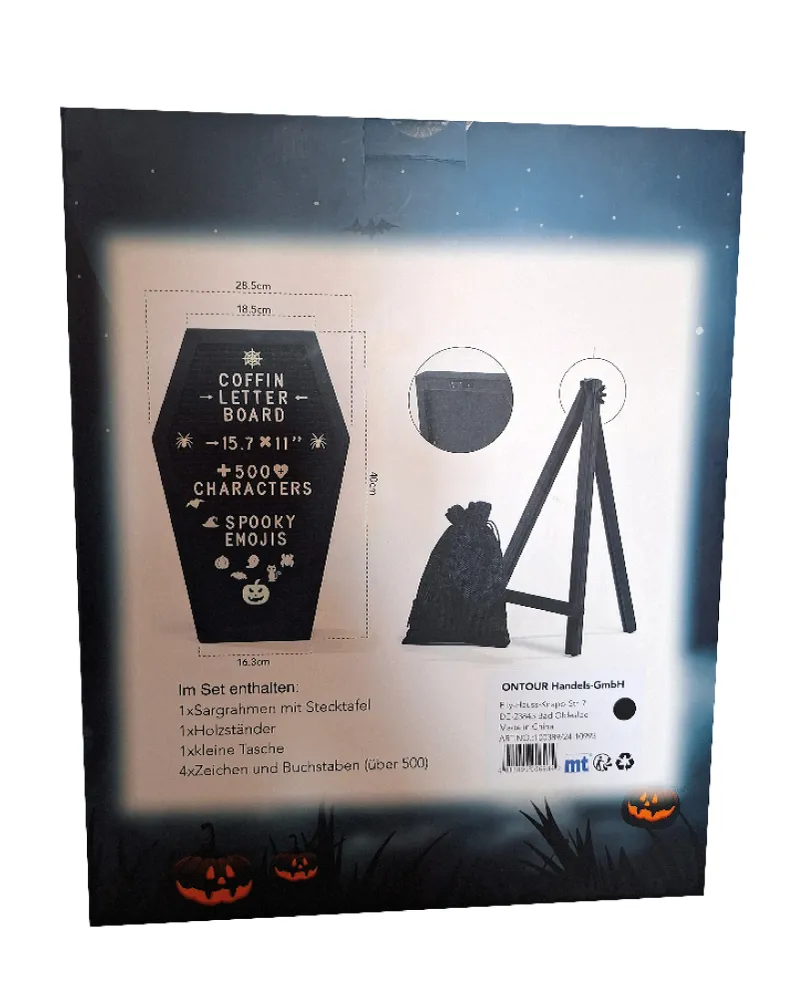 Tableau d'affichage cercueil d'Halloween à poser ou à suspendre