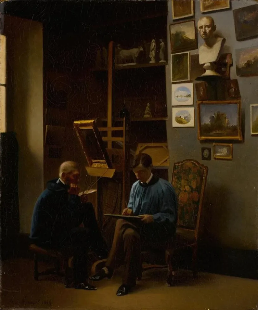 Tableau Dans l'atelier de l'artiste - . Monvel | Reproduction