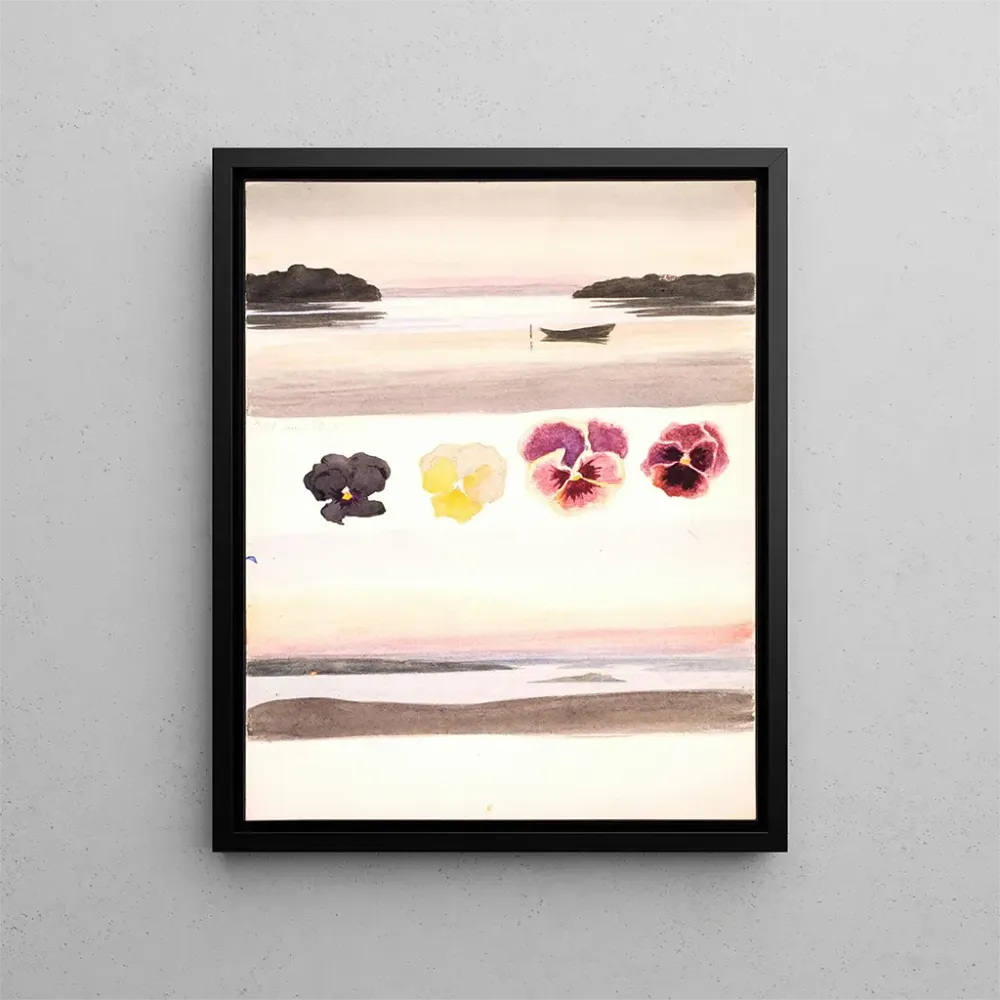 Tableau Deux paysages du soir séparés par des études de fleurs - Agnes Slott-Møller | Reproduction