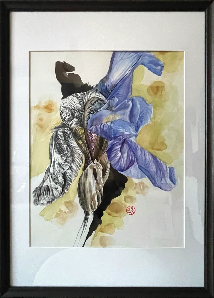 Tableau encadré aquarelle les iris
