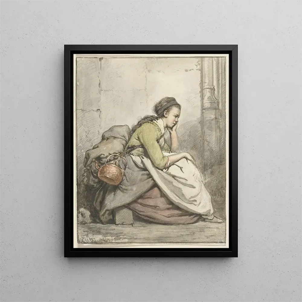 Tableau Femme assise avec une chaudière en cuivre - Abraham van Strij | Reproduction