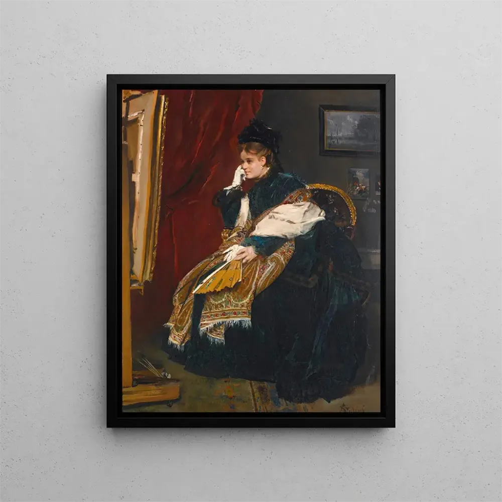 Tableau La femme en vert dans l'atelier - Alfred Stevens | Reproduction