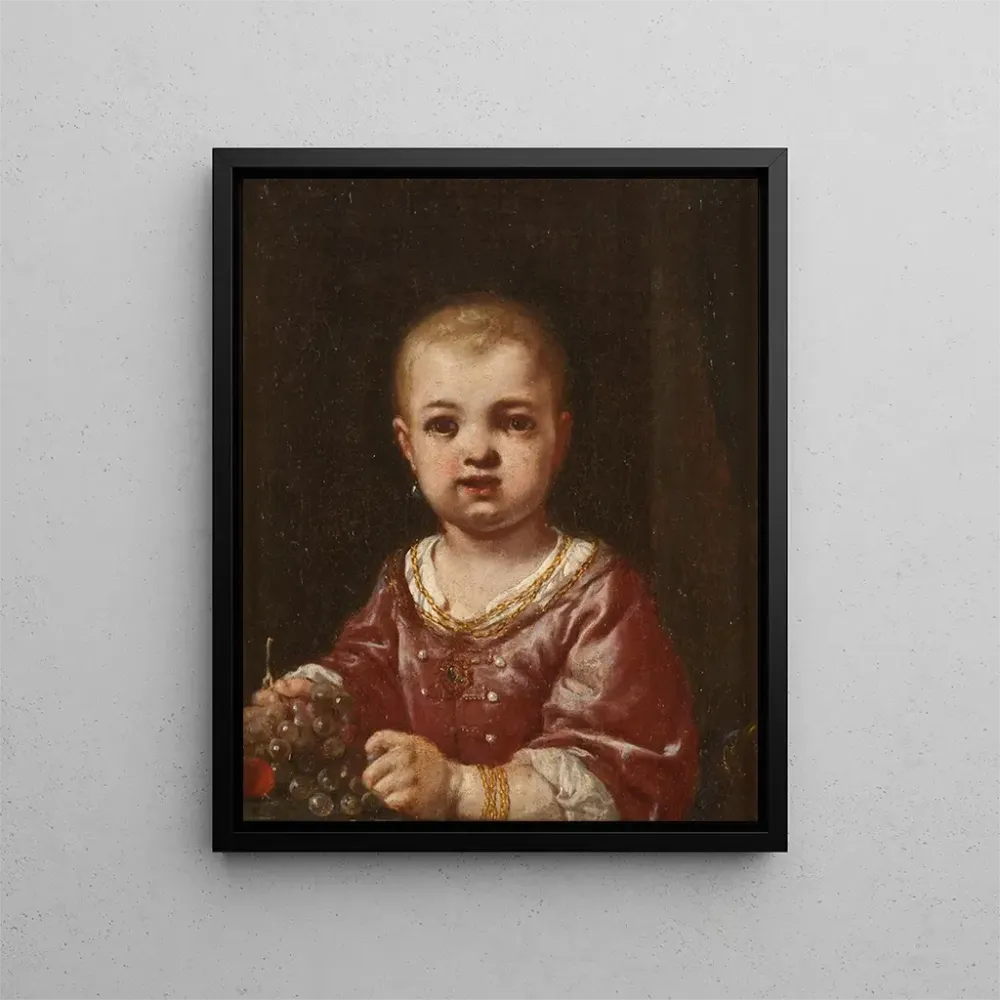 Tableau Fille tenant une grappe de raisin - Antonio Mercurio Amorosi | Reproduction