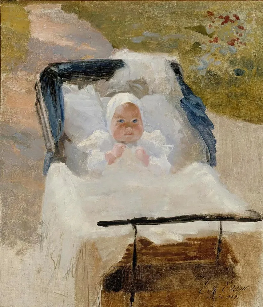 Tableau Le fils de l'artiste, Erik, dans une poussette - Albert Edelfelt | Reproduction