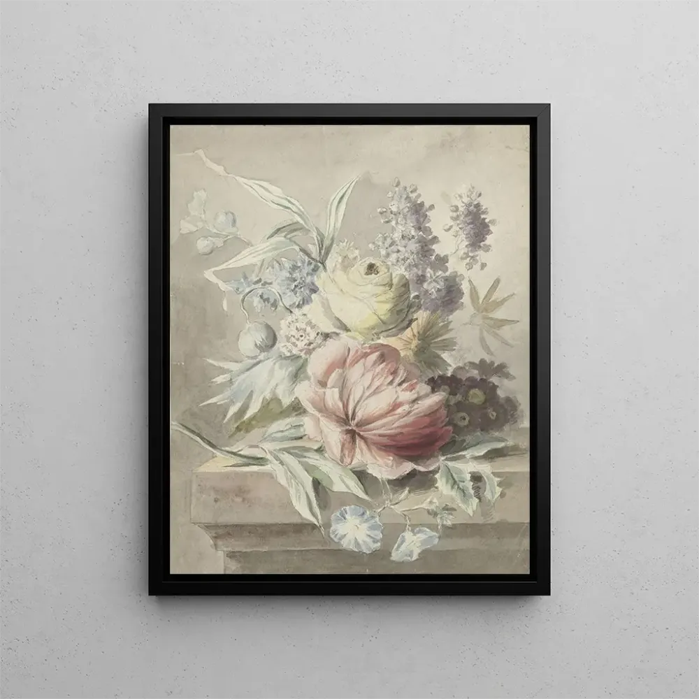 Tableau Fleurs posées sur un socle - Anonyme | Reproduction