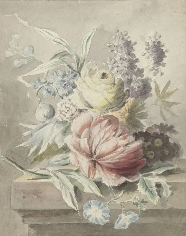 Tableau Fleurs posées sur un socle - Anonyme | Reproduction