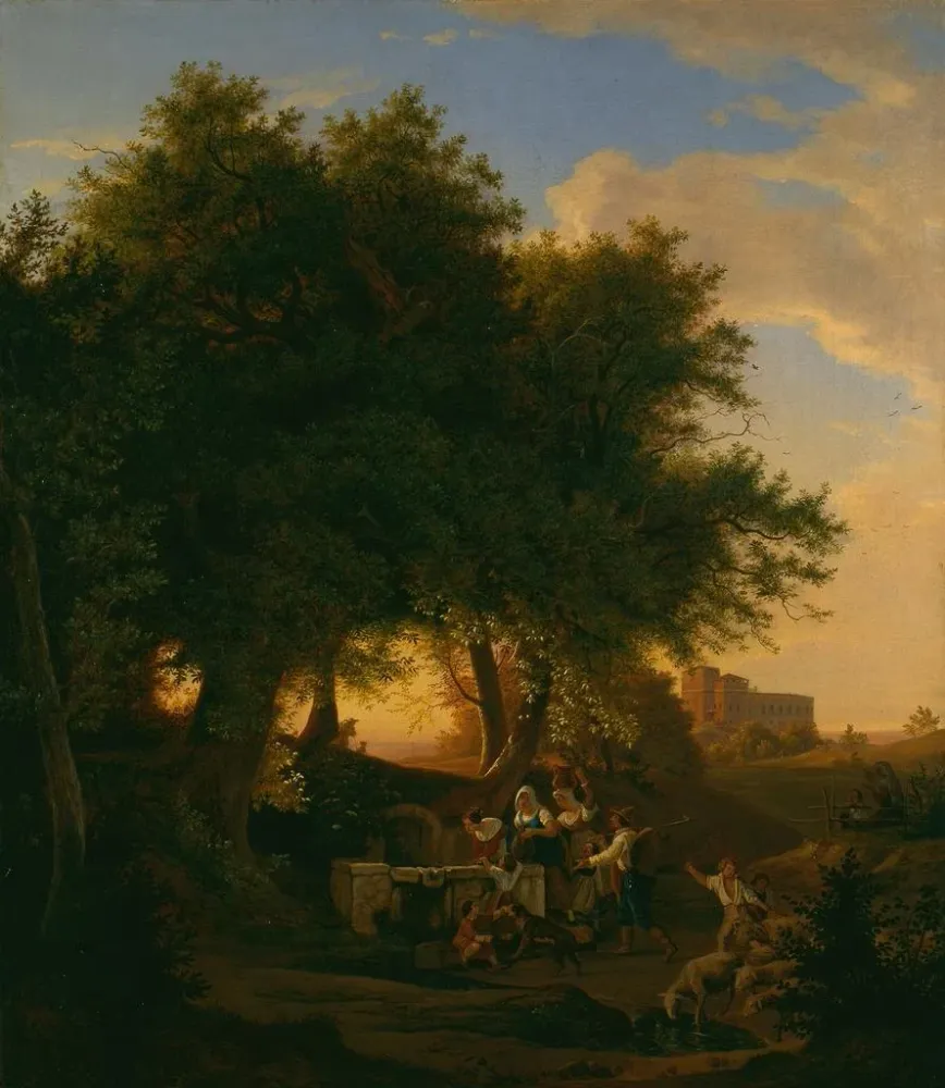 Tableau La fontaine de Grottaferrata - Adrian Ludwig Richter | Reproduction