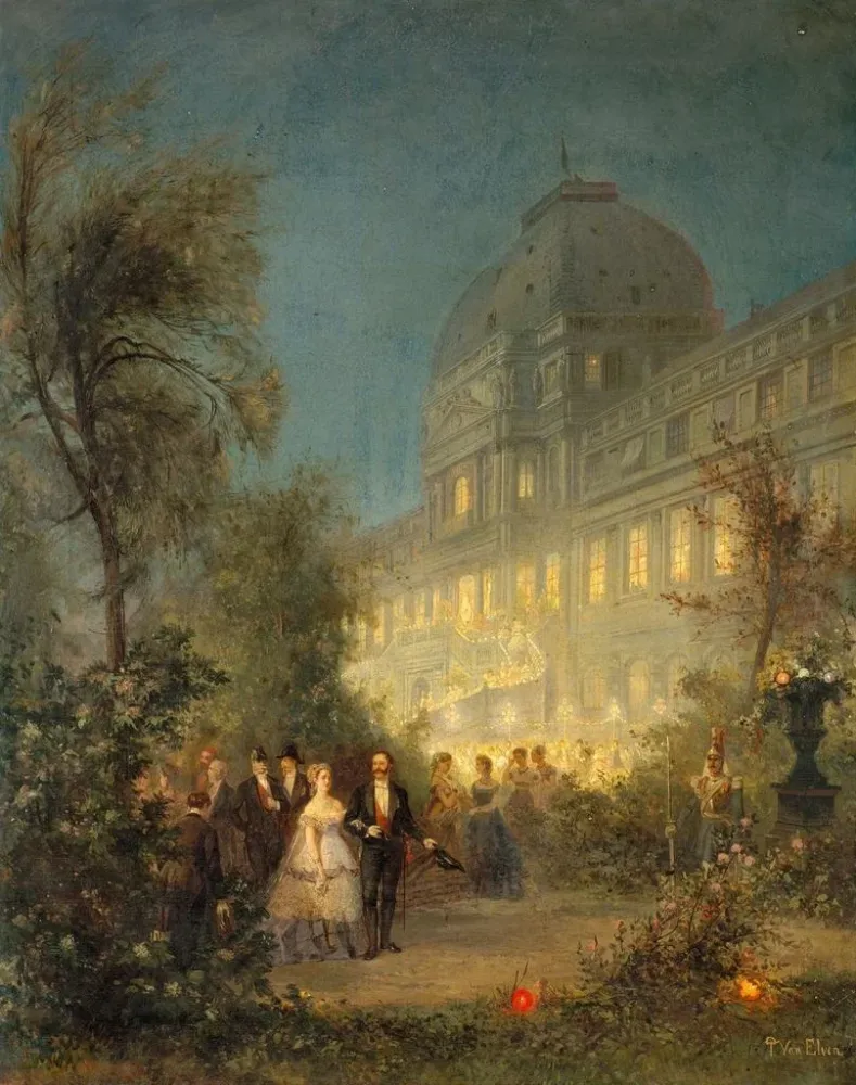 Tableau Fête de nuit aux Tuileries le 10 juin 1867 à l'occasion de la visite des souverains étrangers à l'exposition unive...