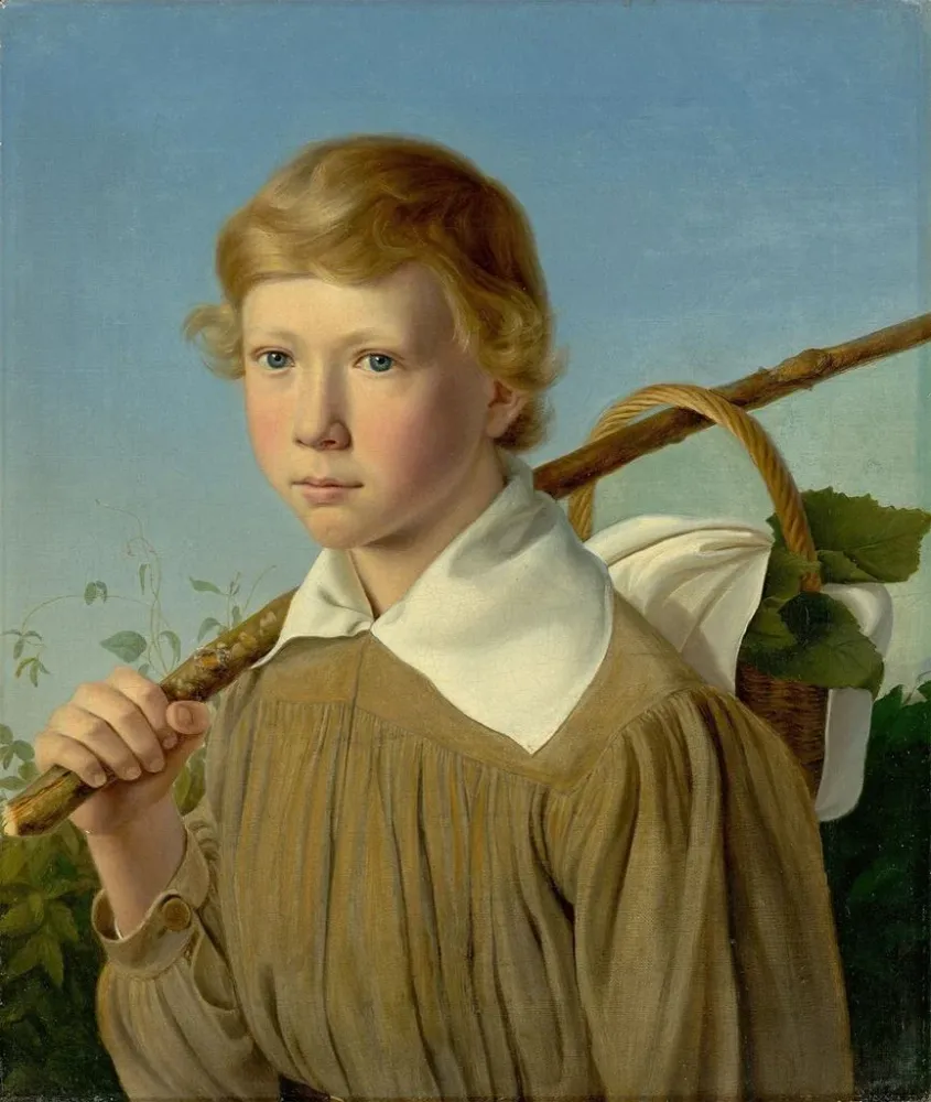 Tableau Garçon avec une canne - Adolf Senff | Reproduction