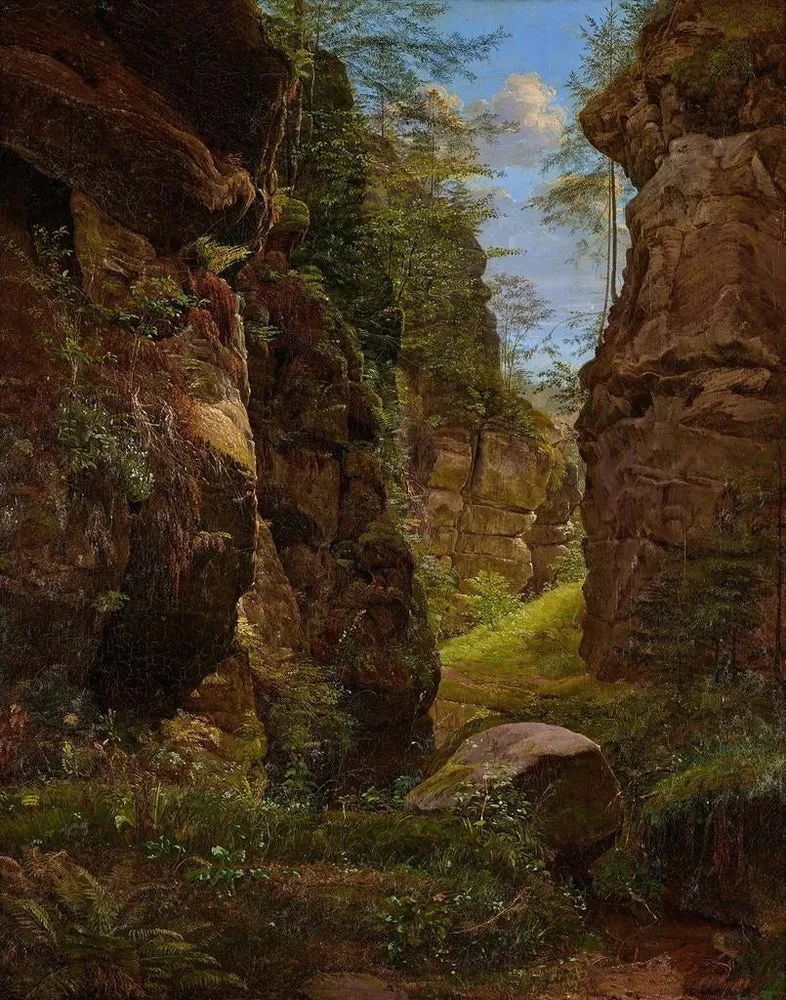 Tableau Gorge rocheuse dans l'Uttewalder Grund en Suisse saxonne - August Heinrich | Reproduction