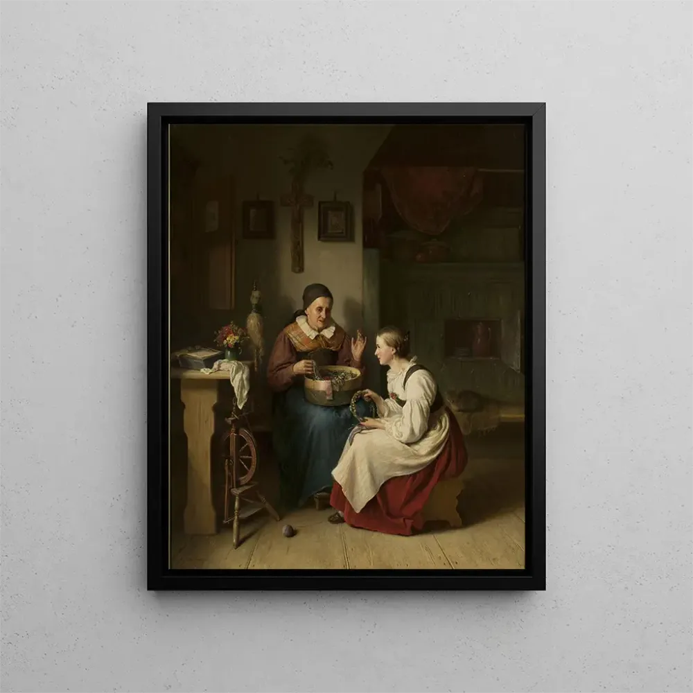 Tableau Grand-mère avec sa petite-fille - August Heinrich Niedmann | Reproduction