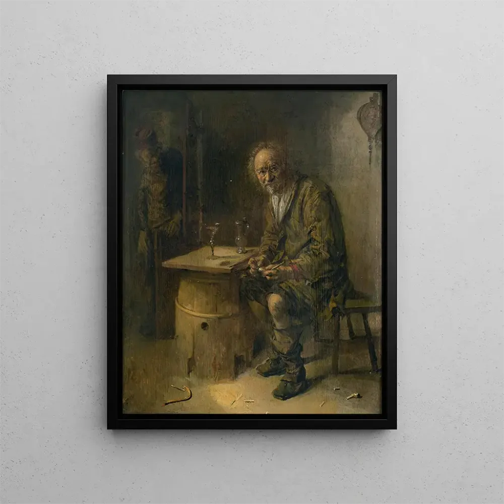 Tableau Un homme assis dans un intérieur avec une pipe - Abraham Diepraam | Reproduction