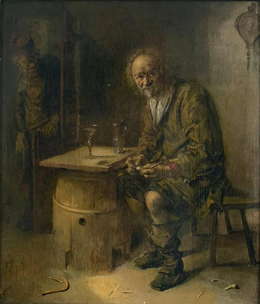 Tableau Un homme assis dans un intérieur avec une pipe - Abraham Diepraam | Reproduction