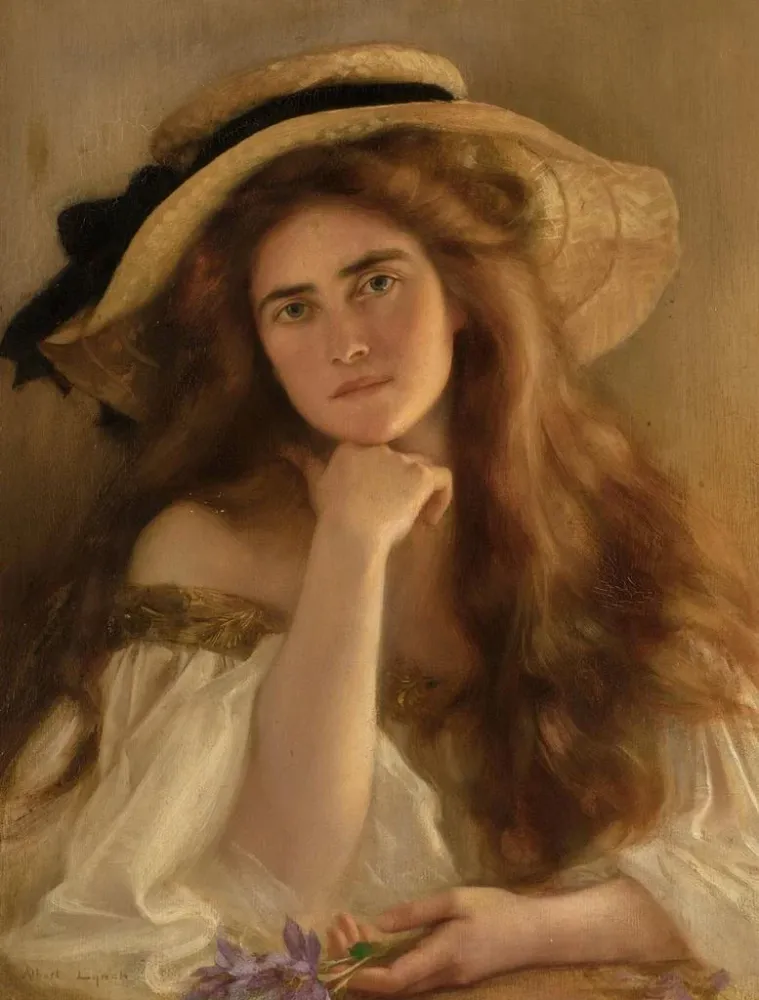 Tableau Jeune femme portant un grand chapeau - Albert Lynch | Reproduction