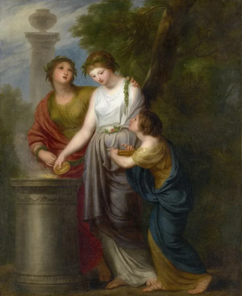 Tableau Jeunes femmes devant un autel sacrificiel - Andries Cornelis Lens | Reproduction