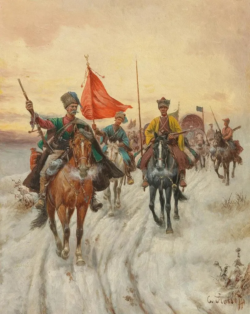 Tableau L'Escorte - Adolf Baumgartner-Stoiloff | Reproduction