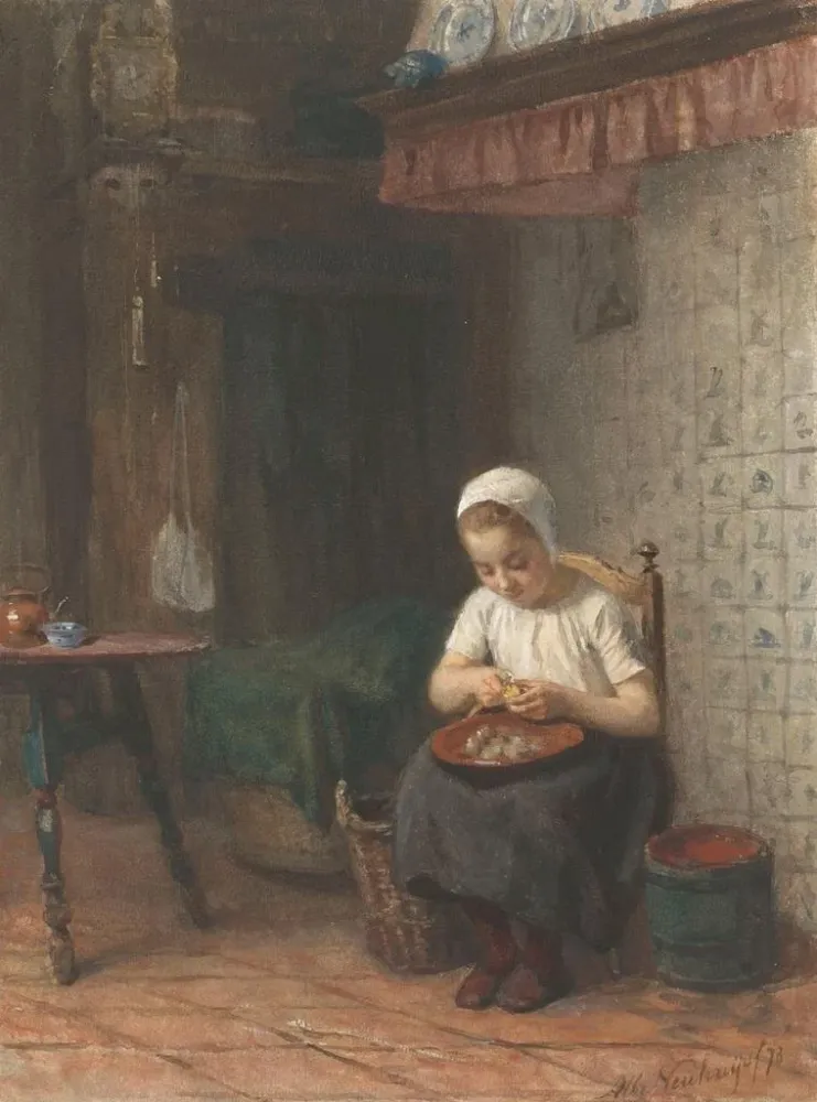 Tableau L'Éplucheur de pommes de terre - Albert Neuhuys | Reproduction