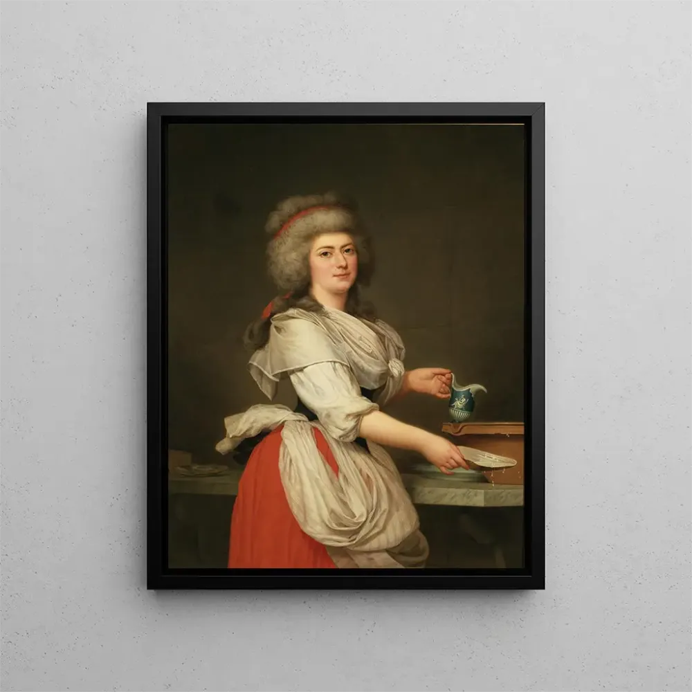 Tableau Madame . Aughi, amie de la reine Marie-Antoinette, en laitière à la Laiterie royale de Trianon - Adolf Ulrik Wertm...
