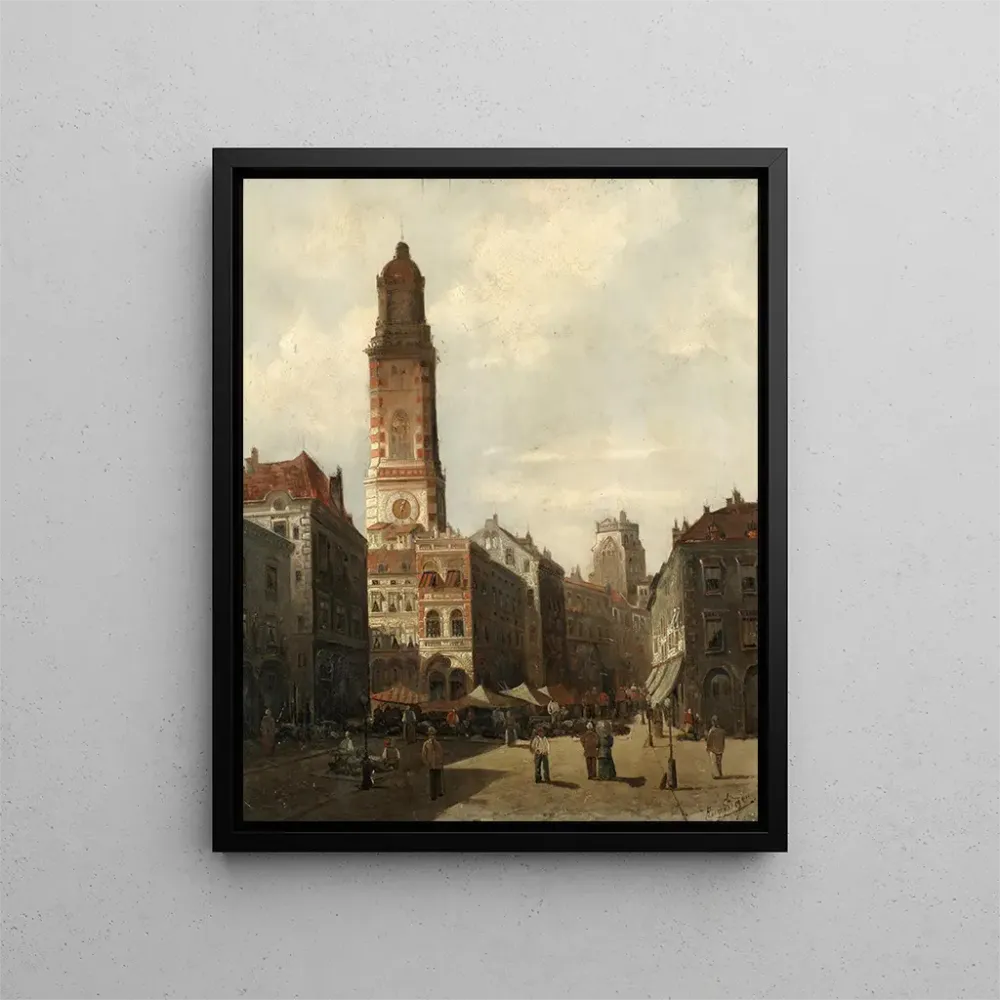 Tableau Un marché de rue - August von Siegen | Reproduction